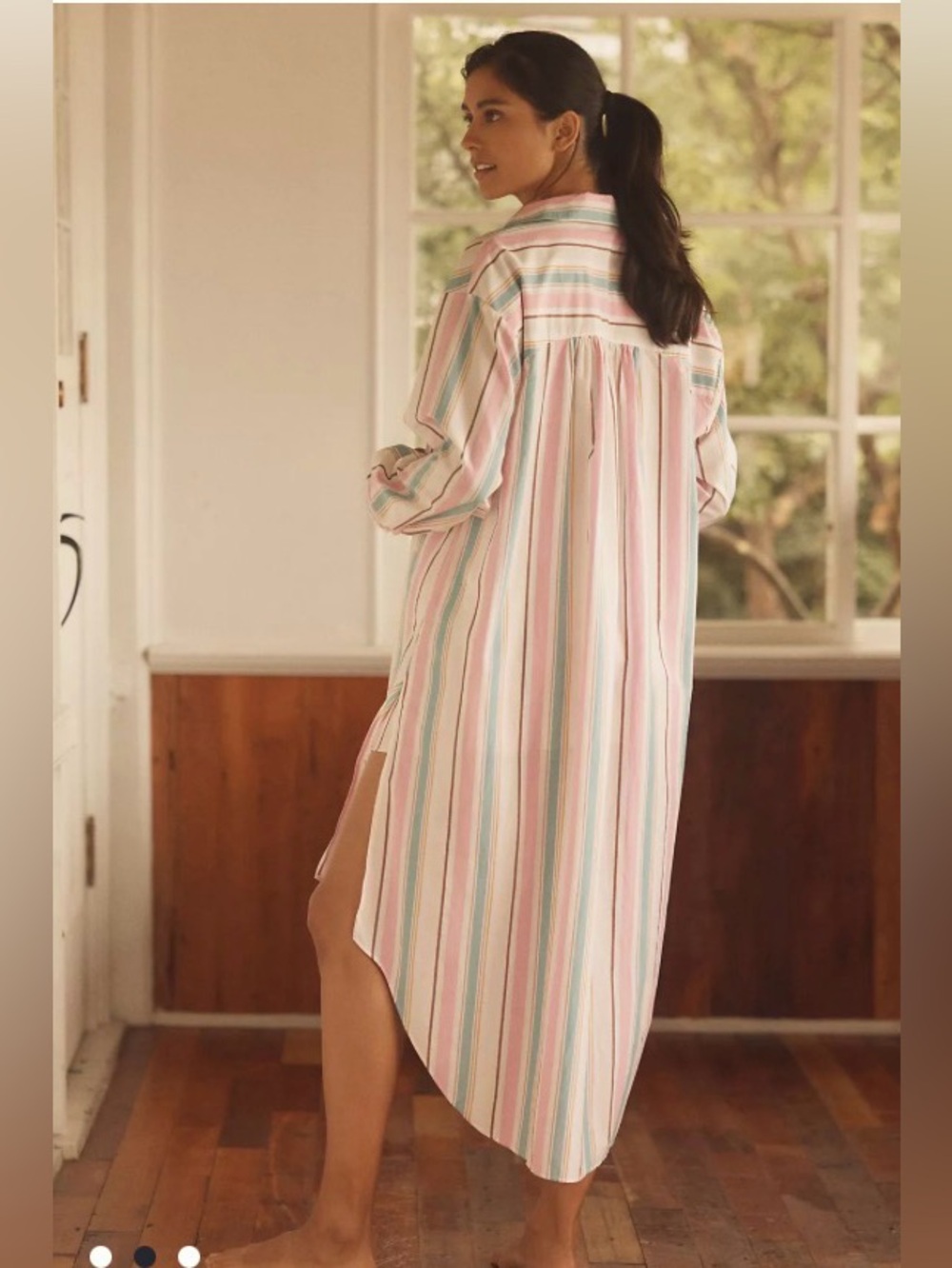 Anthropologie LyreBird Long-Sleeve Buttondown Tunic Top Pajamas Sz XS NWT